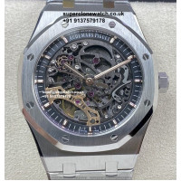 Audemars Piguet Skeleton Silver Super Clone Watch UK| Exact Precision Like Real| Ref.15407ST.OO.1220ST.01