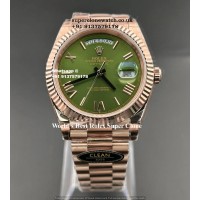 Rolex Day Date Olive Green 1:1 Super Clone Watch UK |Same Like Actual | Swiss Clone 3255 Movement