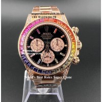 Rolex Daytona Rainbow Real Moissanite Diamonds Super Clone | Swiss 4130 Caliber Same Like Genuine |Ref.116595