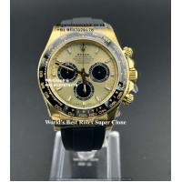 Rolex Daytona Oysterflex Champagne Dial Super Clone Watch | 1:1 Swiss 4131 Movement |Ref.126519LN